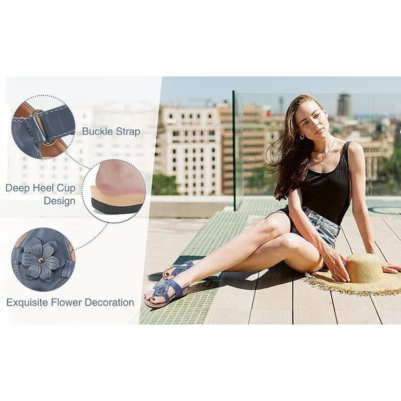 Orthotic Flip Flops for Women, Flat Feet with Arch support Casual Sandals 5.5 - Picture 5 of 11